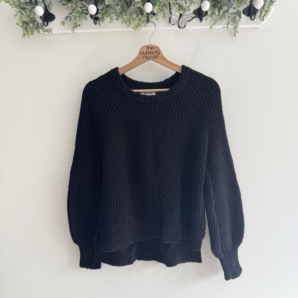 Madewell Balloon-Sleeve Pullover Sweater Black Small AS